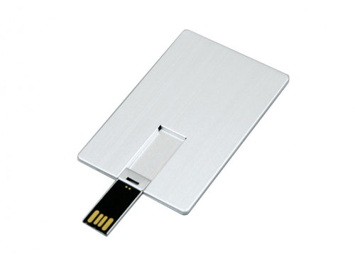 USB-флешка на 8 Гб в виде металлической карты, с раскладным чипом, серебро