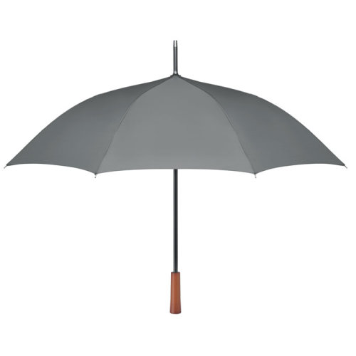 Зонт трость с деревянной ручкой (серый)