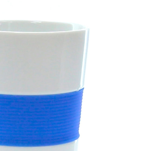Стакан NELO, керамика, силикон (белый, синий)