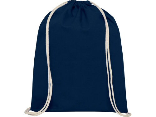 Рюкзак со шнурком Oregon хлопка плотностью 140 г/м2, темно-синий