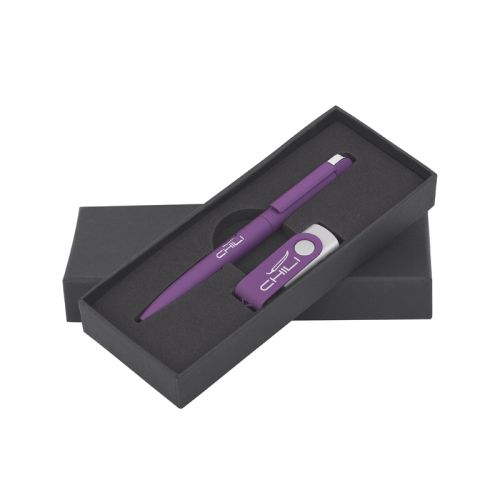 Набор ручка + флеш-карта 16 Гб в футляре, покрытие soft touch, фиолетовый
