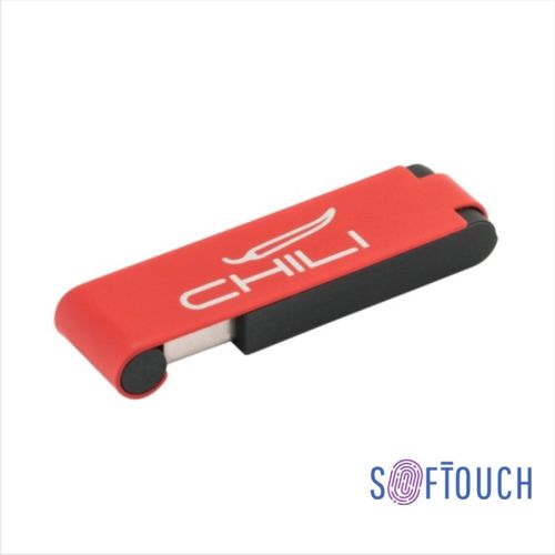 Флеш-карта "Case" 8GB, покрытие soft touch, красный с черным
