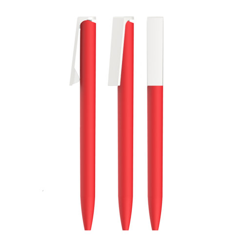 Ручка шариковая "Clive", покрытие soft touch, красный с белым