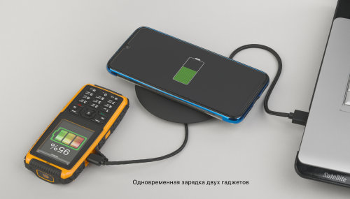 Настольное беспроводное зарядное устройство "Light SOFTTOUCH" с подсветкой логотипа, черный