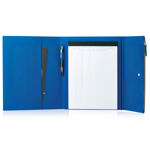 Папка А4  "PATRIX"  с блокнотом и карманом  на молнии, синяя, полиэстер 600D (синий)