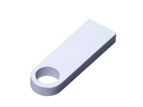 USB 2.0-флешка на 512 Мбайт  с мини чипом и круглым отверстием, белый