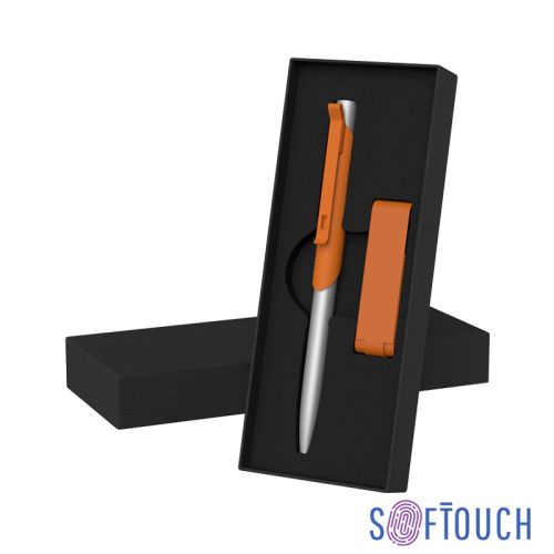 Набор ручка "Skil" + флеш-карта "Case" 8 Гб в футляре, покрытие soft touch, оранжевый