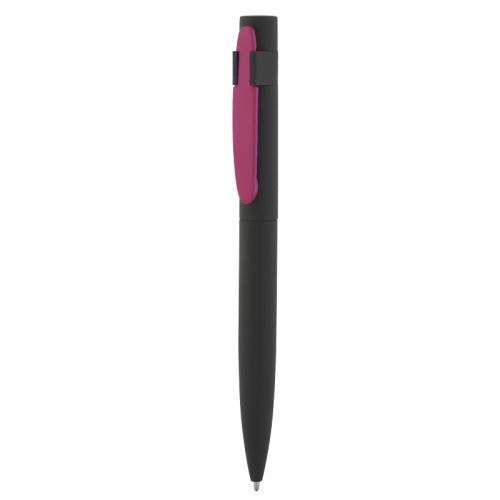 Ручка шариковая "Lip", покрытие soft touch, черный с фуксией
