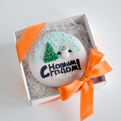 Печенье с логотипом "Снеговик с ёлкой"