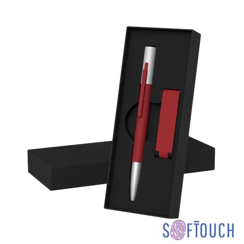 Набор ручка "Clas" + флеш-карта "Case" 8 Гб в футляре, покрытие soft touch, красный