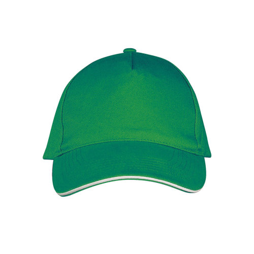 Бейсболка LONG BEACH, 5 клиньев, металлическая застежка (ярко-зеленый, белый)