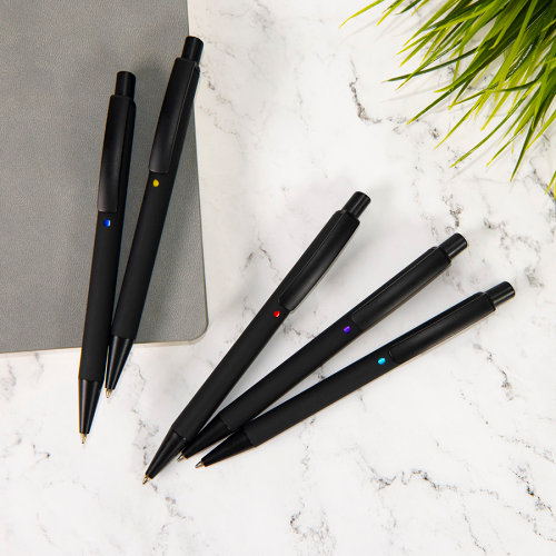 Ручка шариковая ENIGMA, металл, софт-покрытие (черный, серебристый)