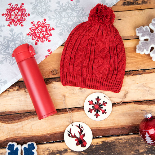 Подарочный набор WINTER TALE: шапка, термос, новогодние украшения, красный (красный)