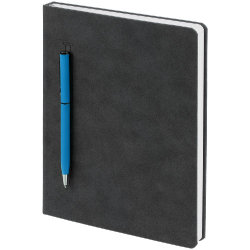 Ежедневник Magnet Chrome с ручкой, серый с голубым