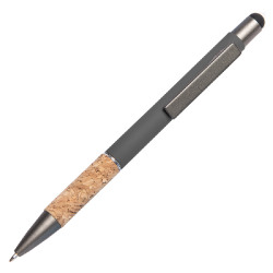 Ручка шариковая FACTOR GRIP со стилусом (серый меланж, темно-серый)