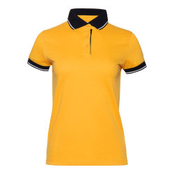 Рубашка поло женская STAN с контрастными деталями хлопок/полиэстер 185, 04CW, жёлтый