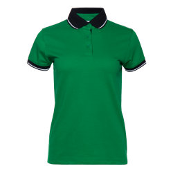 Рубашка поло женская STAN с контрастными деталями хлопок/полиэстер 185, 04CW, зелёный