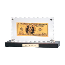 "Банкнота 100 USD" в стекле, коричневый с золотым