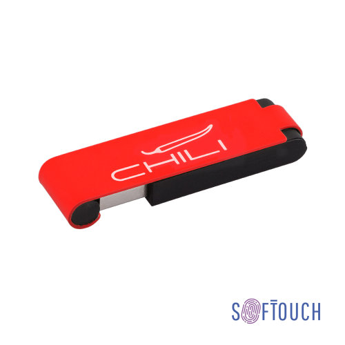Флеш-карта "Case" 8GB, покрытие soft touch, красный с черным