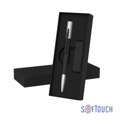Набор ручка "Clas" + флеш-карта "Case" 8 Гб в футляре, покрытие soft touch, черный
