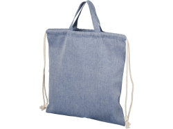 Рюкзак со шнурком Pheebs из 150 г/м2 переработанного хлопка, синий меланж