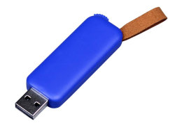 USB-флешка промо на 64 ГБ прямоугольной формы, выдвижной механизм, синий (арт 6544.64.02)