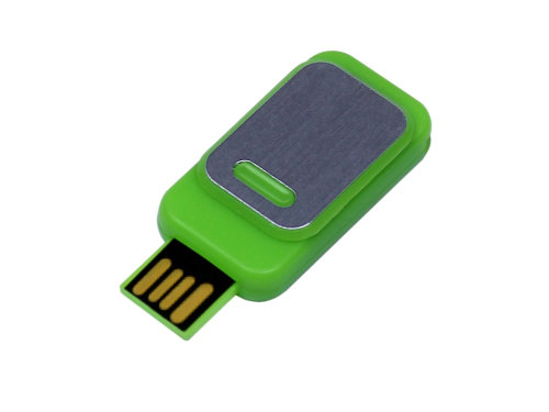 USB-флешка промо на 8 Гб прямоугольной формы, выдвижной механизм, зеленый