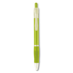 Ручка шариковая с резиновым обх (прозрачный лайм)
