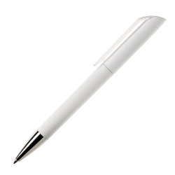 Ручка шариковая FLOW, покрытие soft touch (прозрачный белый)