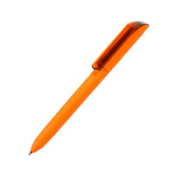 Ручка шариковая FLOW PURE c покрытием soft touch и прозрачным клипом (оранжевый)