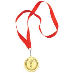 Медаль наградная на ленте  "Золото" (красный, золотистый)